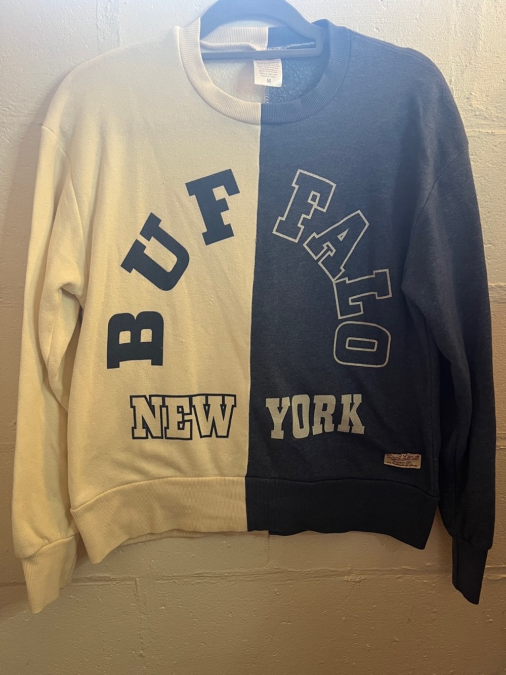 Buffalo New York Split-Panel Sweatshirt - Cream & Navy